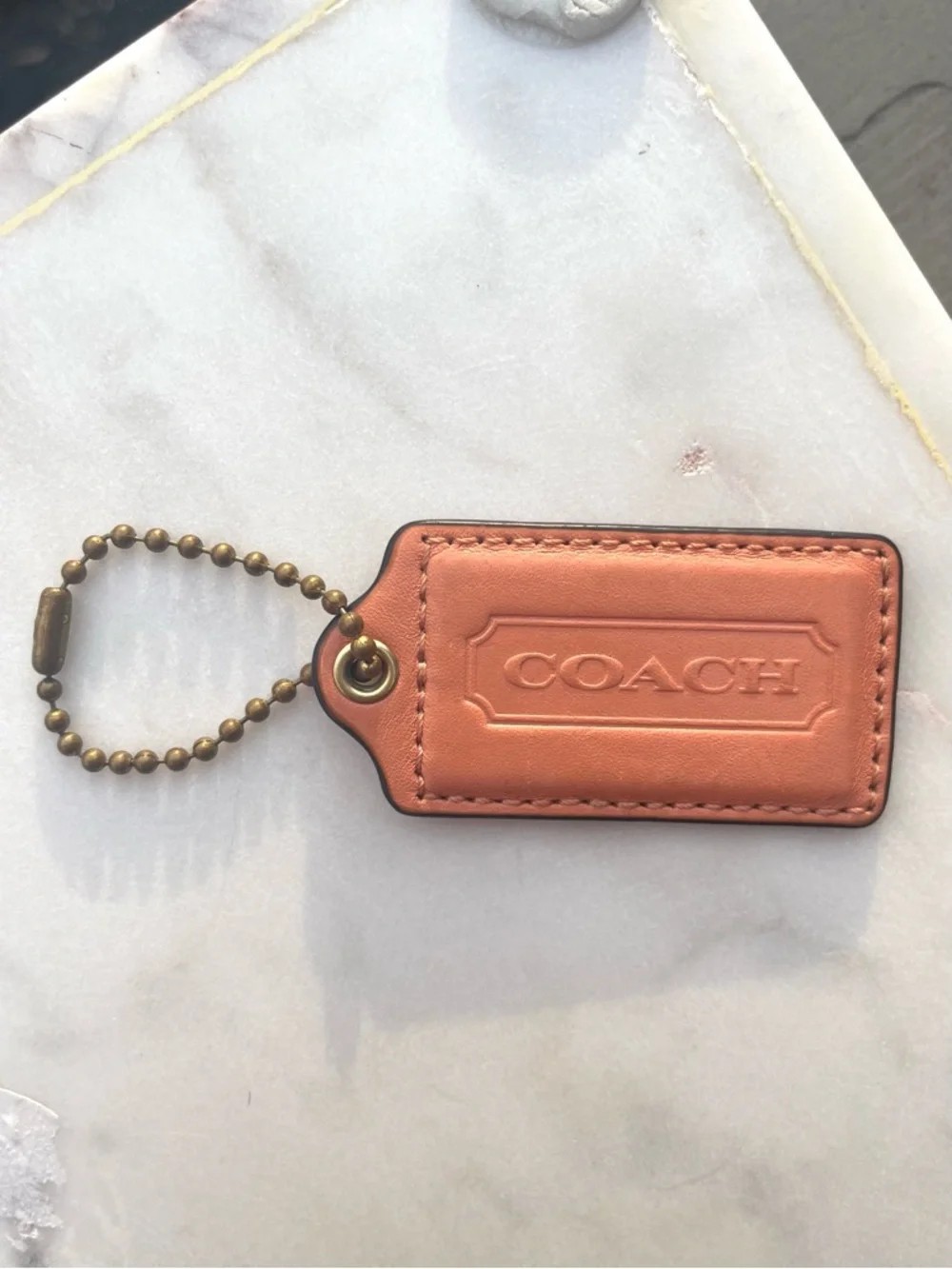 COACH Vintage Leather Hang Tag, Peach LARGE - Picture 2 of 4